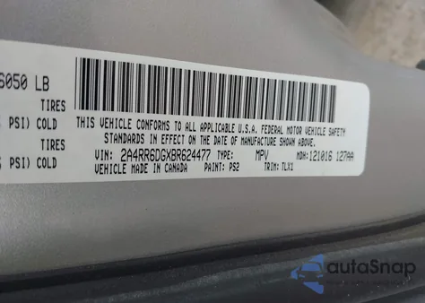 2011 Chrysler Town & Country Limited из США, поврежденный, VIN 2A4RR6DGXBR624477